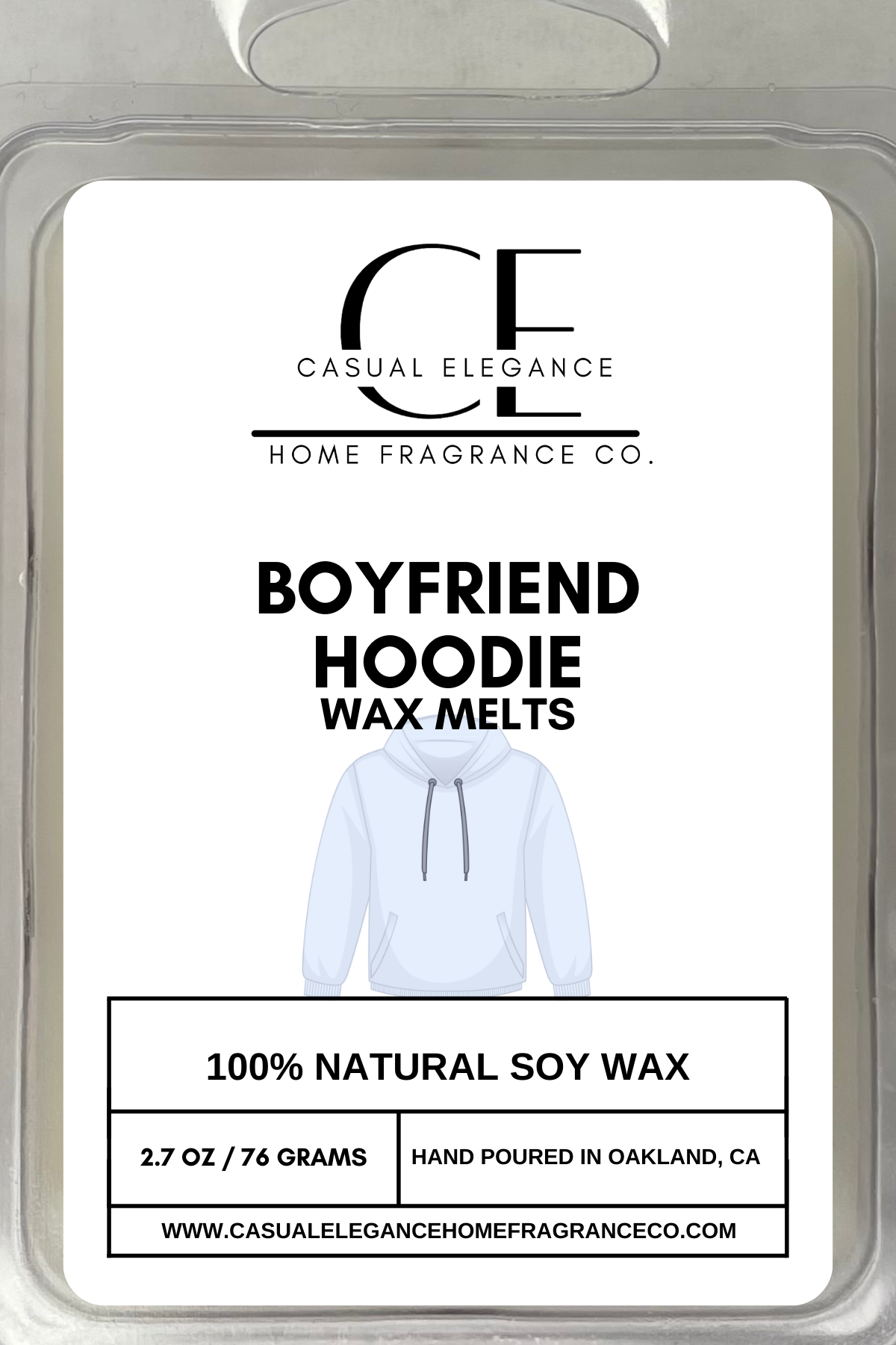 Boyfriend Hoodie Wax Melt - 6 Cavity ClamShell