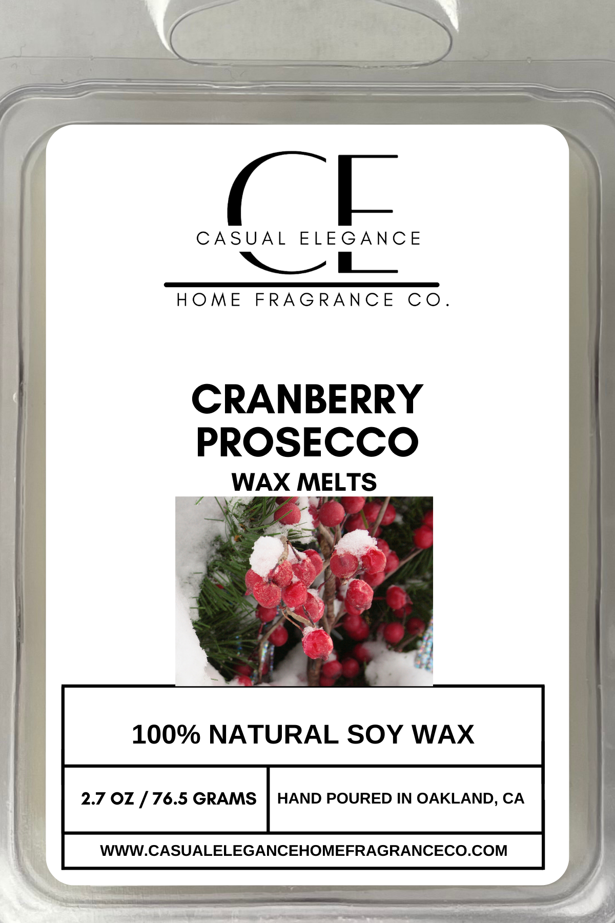 Cranberry Prosecco Scented Wax Melt - 6 Cavity ClamShell