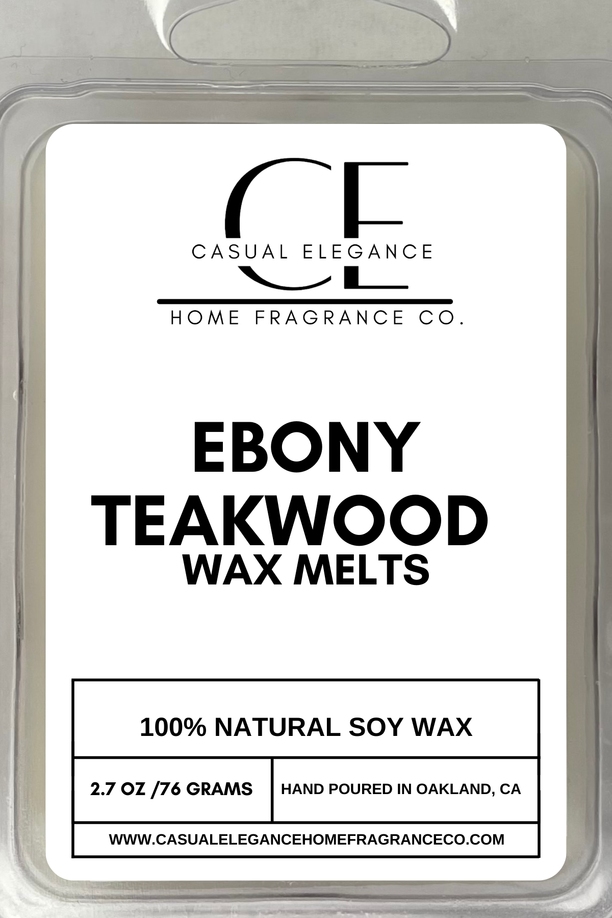 Ebony Teakwood Scented Wax Melt - 6 Cavity Clamshell