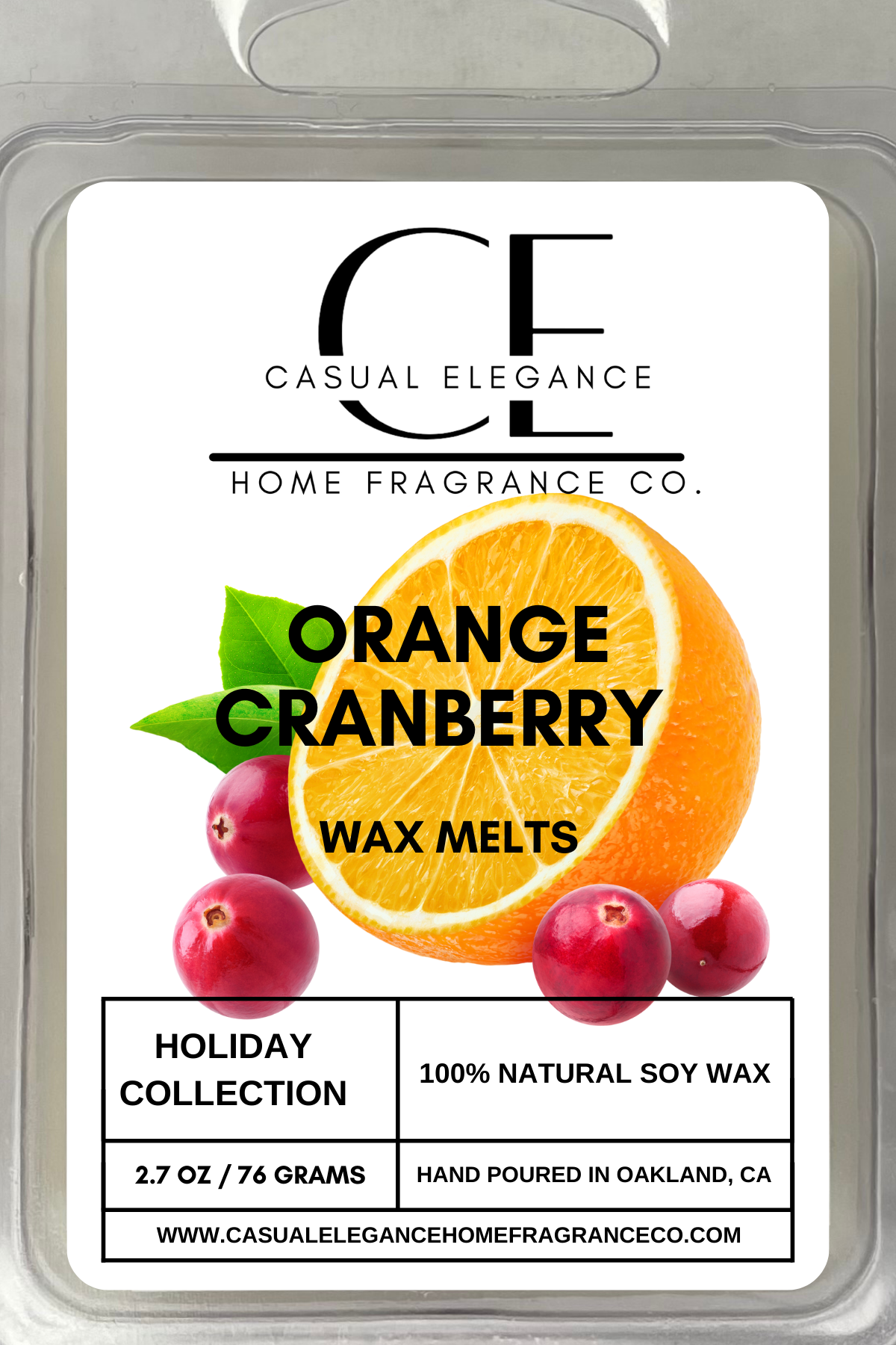 Orange Cranberry Scented Wax Melt - 6 Cavity Clamshell