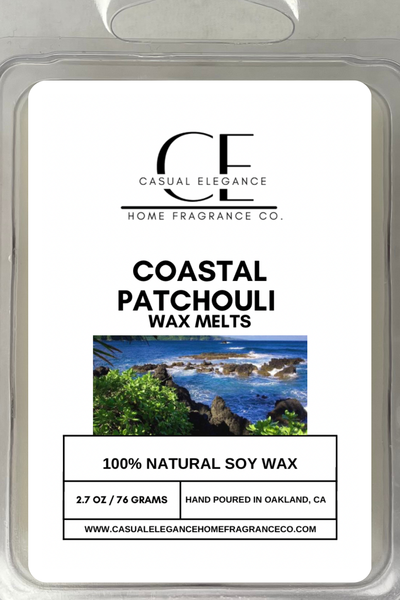 Coastal Patchouli Scented Wax Melt - 6 Cavity Clamshell