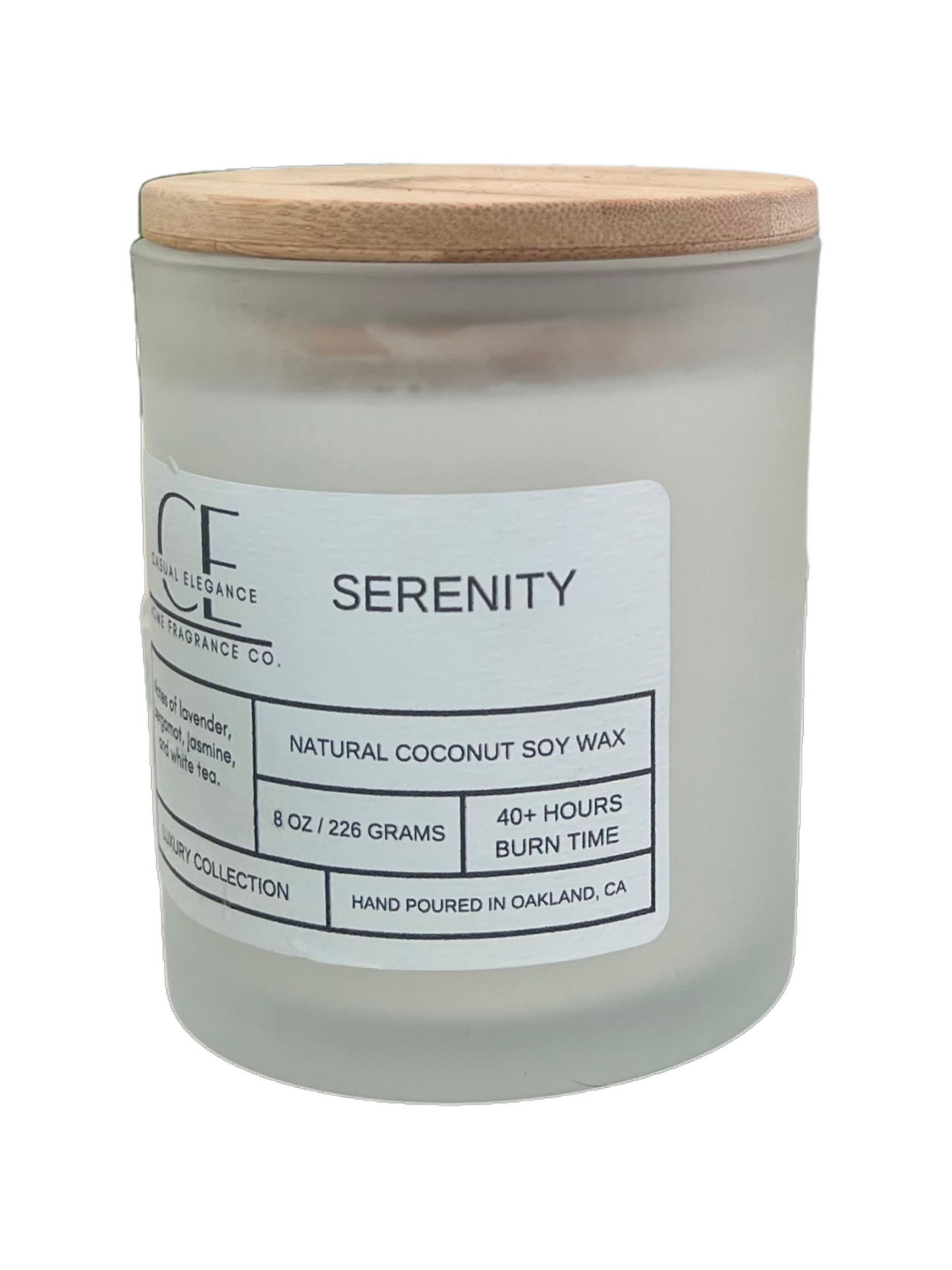 Serenity Candle - Scented with Jasmine, White Tea and Sandalwood