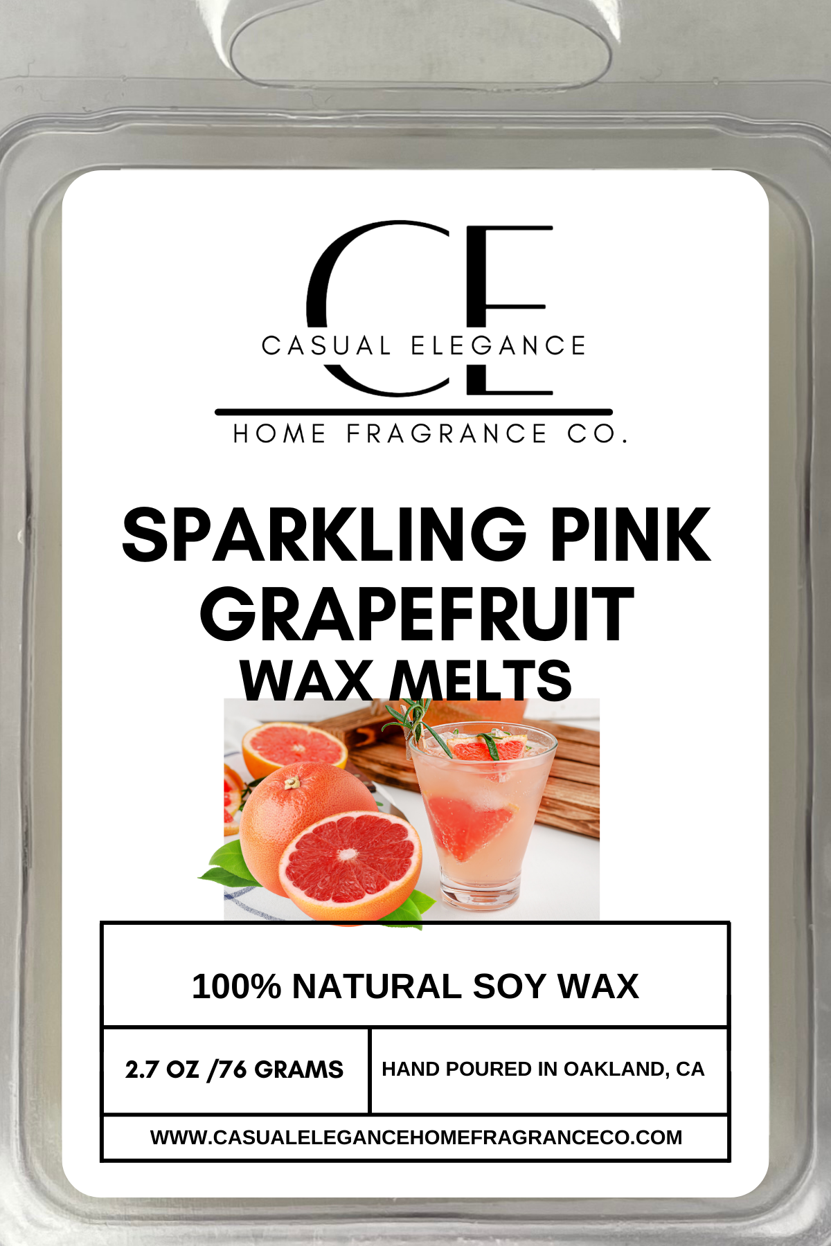 Sparkling Pink Grapefruit Scented Wax Melt - 6 Cavity Clamshell