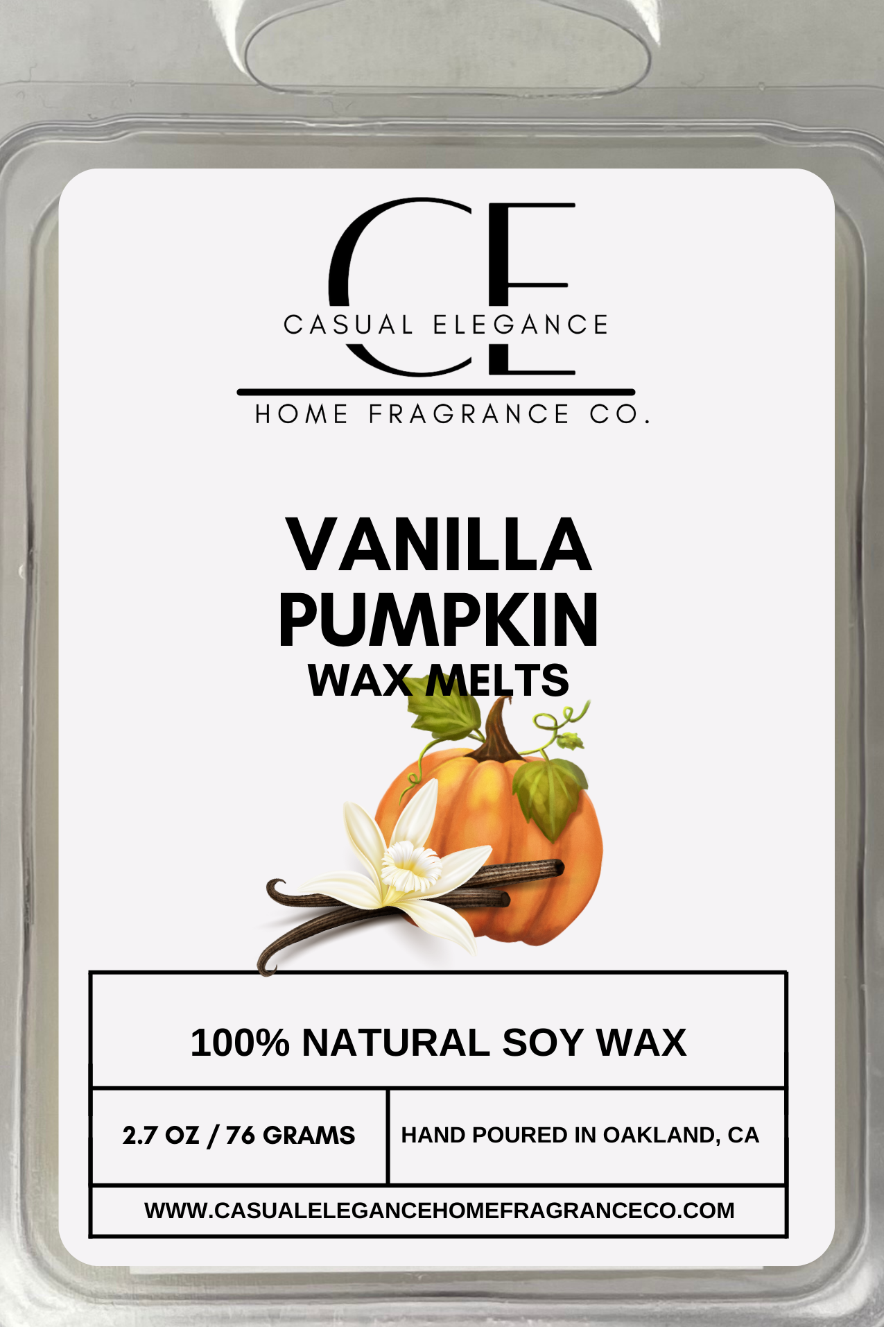 Vanilla Pumpkin Scented Wax Melt - 6 Cavity ClamShell