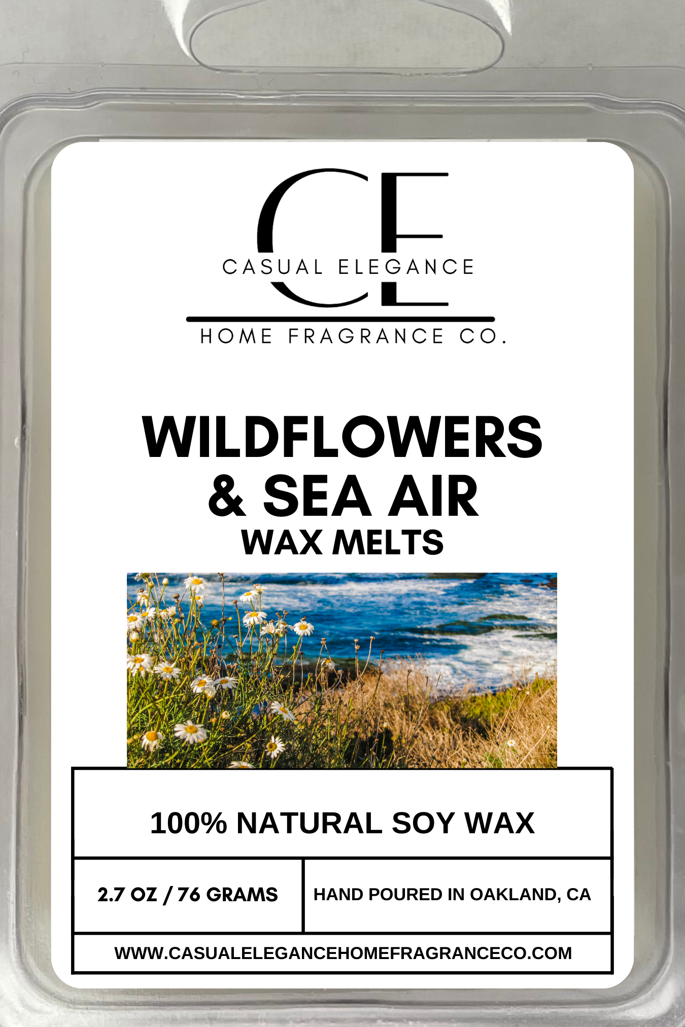 Wildflowers & Sea Air Scented Wax Melt - 6 Cavity Clamshell