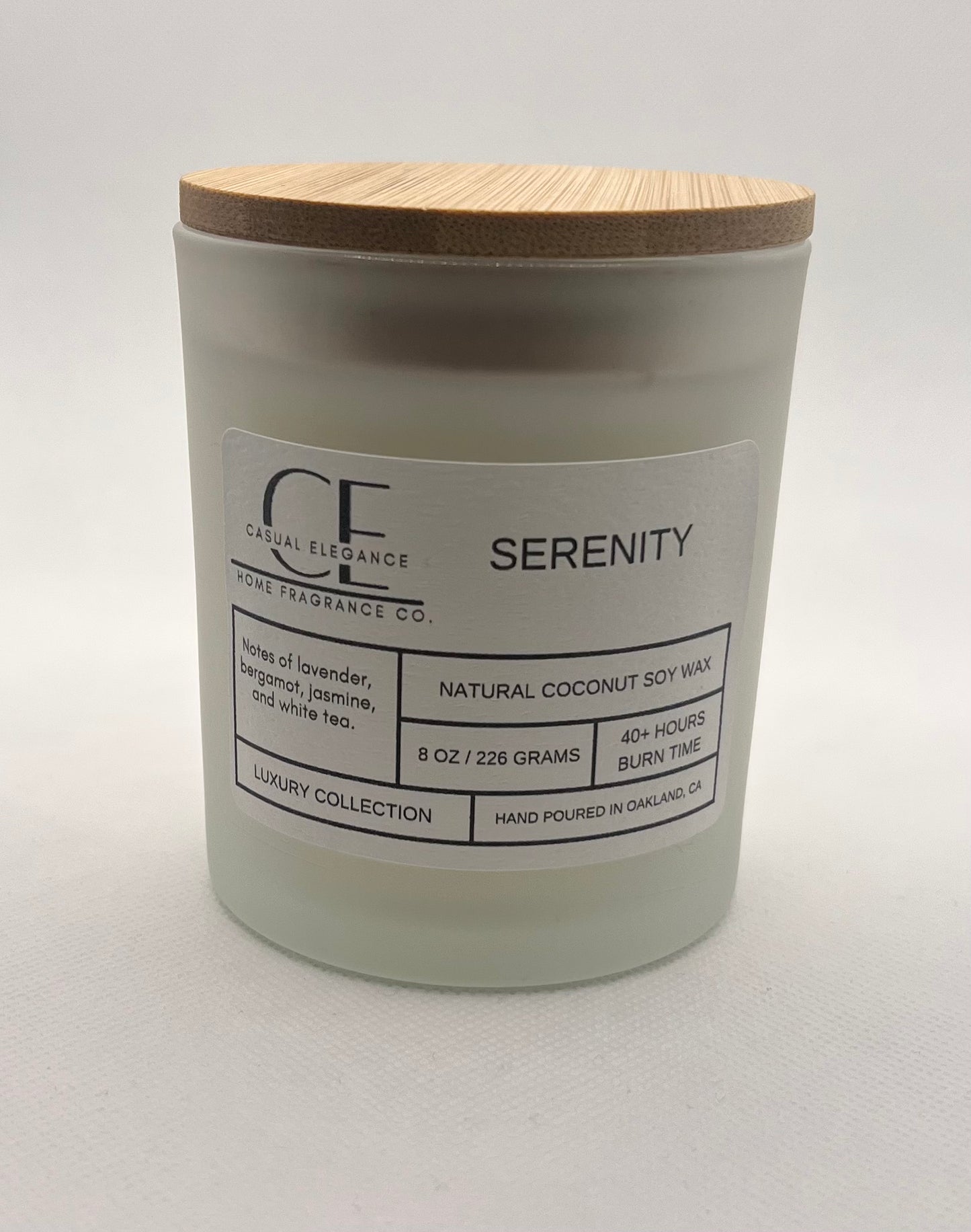 Serenity Candle - Scented with Jasmine, White Tea and Sandalwood