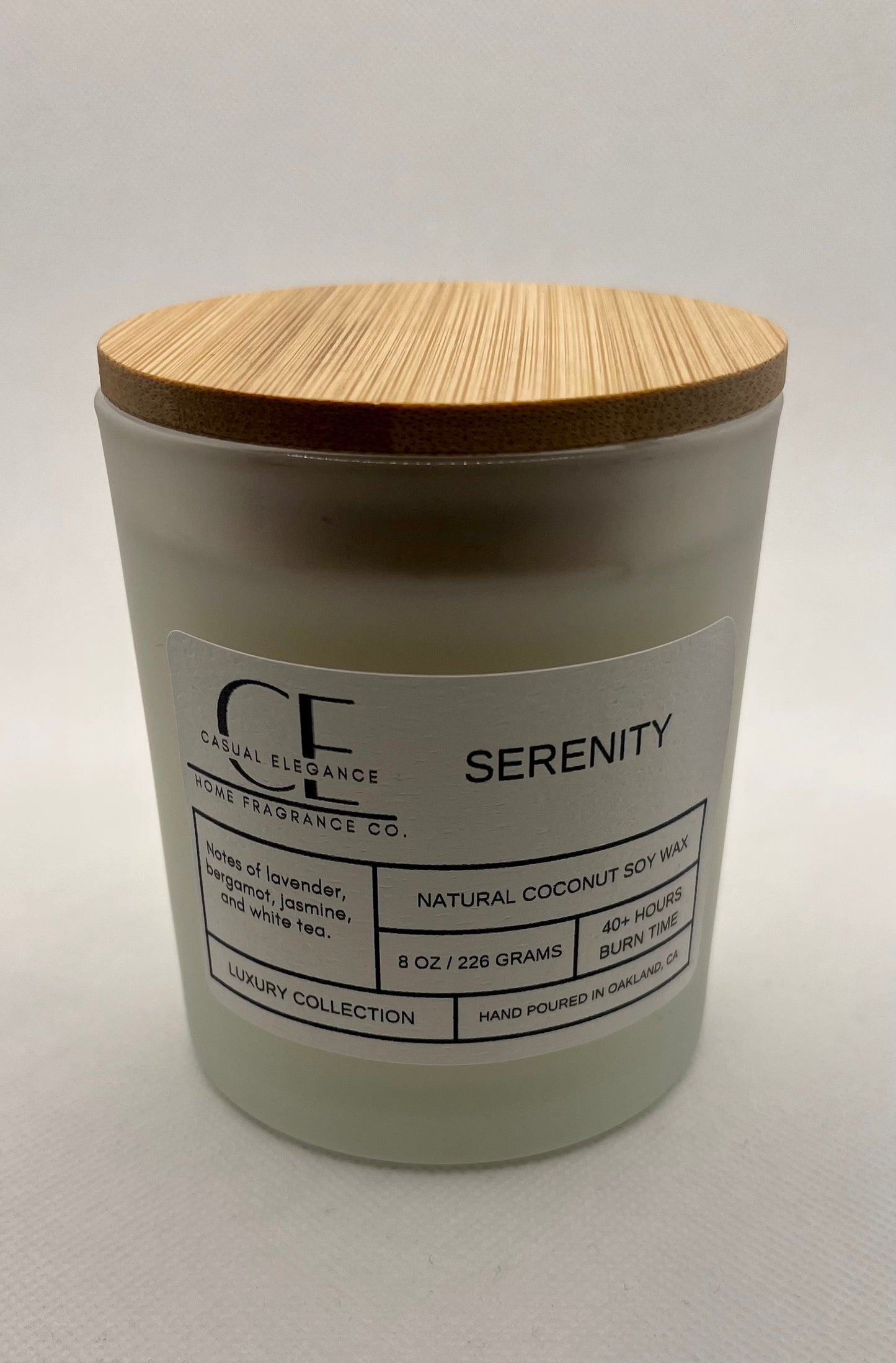 Serenity Candle - Scented with Jasmine, White Tea and Sandalwood