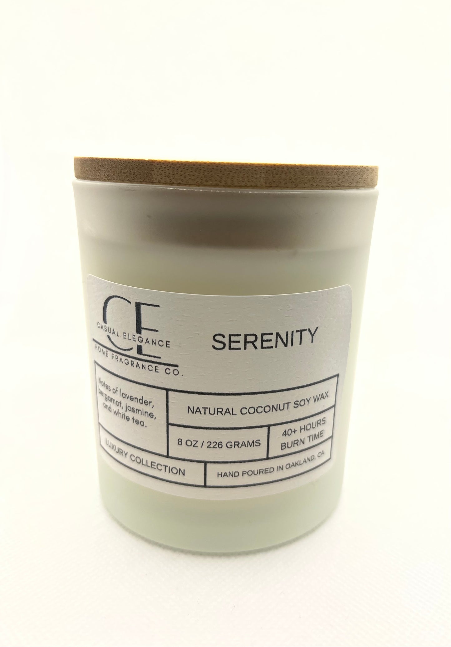 Serenity Candle - Scented with Jasmine, White Tea and Sandalwood