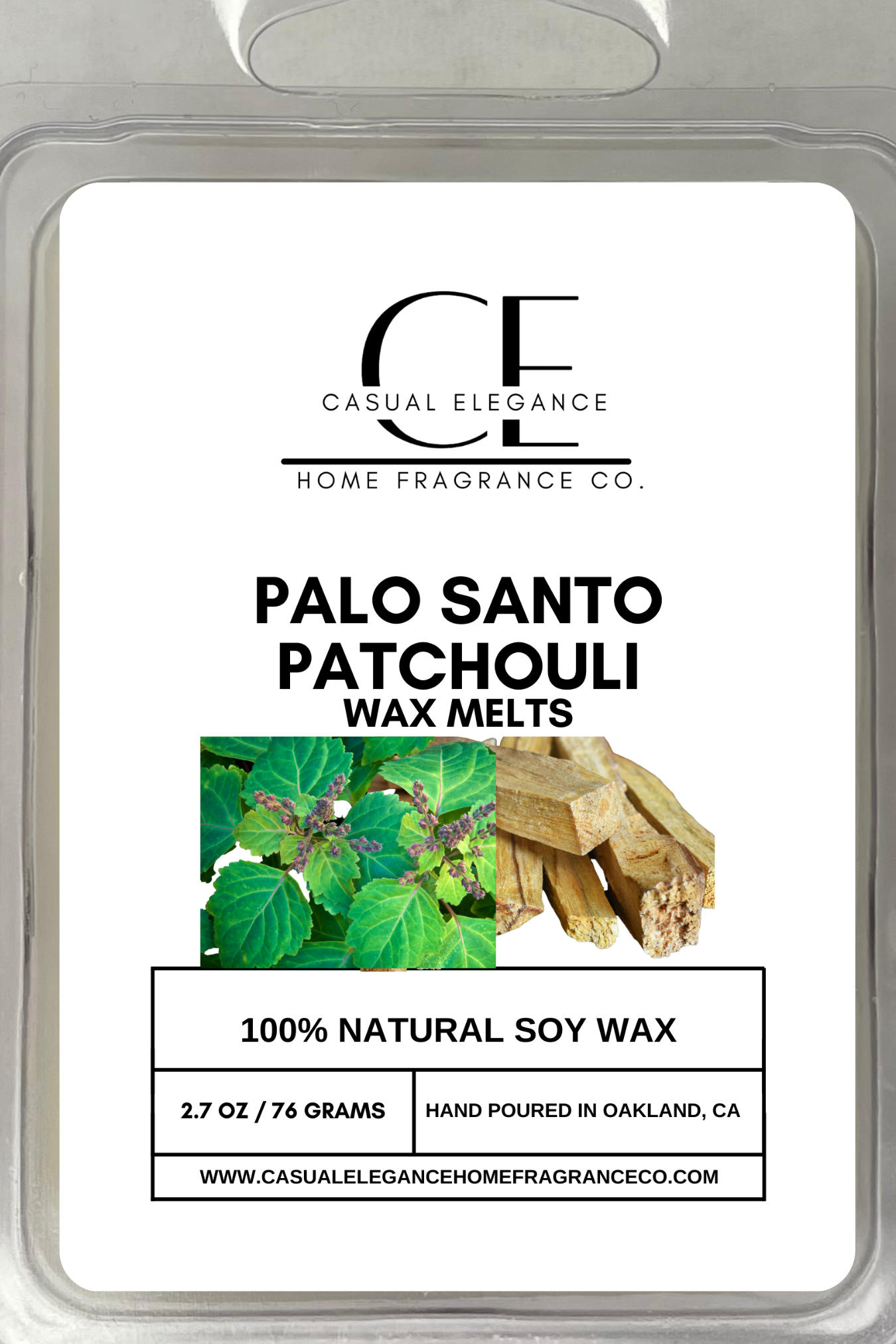 Palo Santo Patchouli Wax Melt - 6 Cavity Clamshell